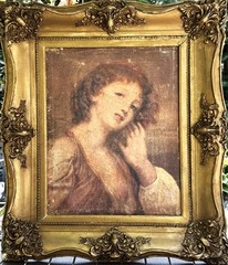ANTQ Copy Oil / Canvas „The Listening Girl“ After Jean-Baptiste Greuze (French)!