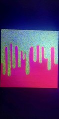 Glow N Dark Glitter Drip Painting Orange Pink Shift With Yellow Glow Glitter