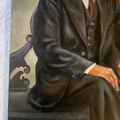 Mans portrait original oil art painting Vintage 1984 signed man in suit