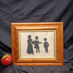 Antique 19th Century Family silhouette Folk Art Aft. Edouard 13.25″ Child Cut