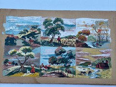 ANTIQUE WPA ERA PAINTING FARM FARMING FARMER HAY RIDE LISTED FAMOUS ALEXANDER