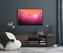 Original Art Sunset Painting „Timeless Tranquility“ by Justin Strom Framed Paint