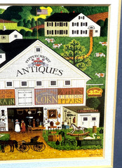 Peppercricket Farms Folk Art Painting Framed Rural Americana Scene