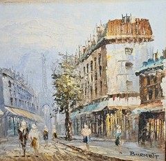2paintings on canvas original vintage landscape Paris impressionist Spring Farms