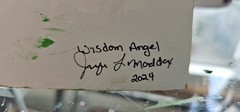 Original Abstract Wisdom Angel Painting 5×7 Soulful Series Whimsical Spiritual