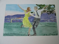 La La Land Movie/ Orig. w/c / 9″x12″ /image 9 3/4″ x 6″) /Mimi Davis, Artist