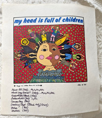 Vintage Kiki Suarez Artwork On Cloth “My Head Is Full Of Children” 1988 Colorful