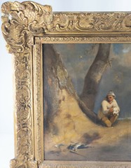 Antique British Genre Painting Boy with his Dog William Collins RA Gold Frame