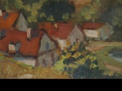 Listed Artist Ota Bubenicek ( Czech 1871-1962) Oil Painting Houses In Landscape