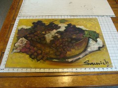 Original ROSE SUSLOVICH ART: BOWL OF PURPLE GRAPES, Signed, 18×24″, on board