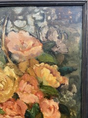 Beautiful Still Life Floral Roses Shabby Chic Mystery Artist