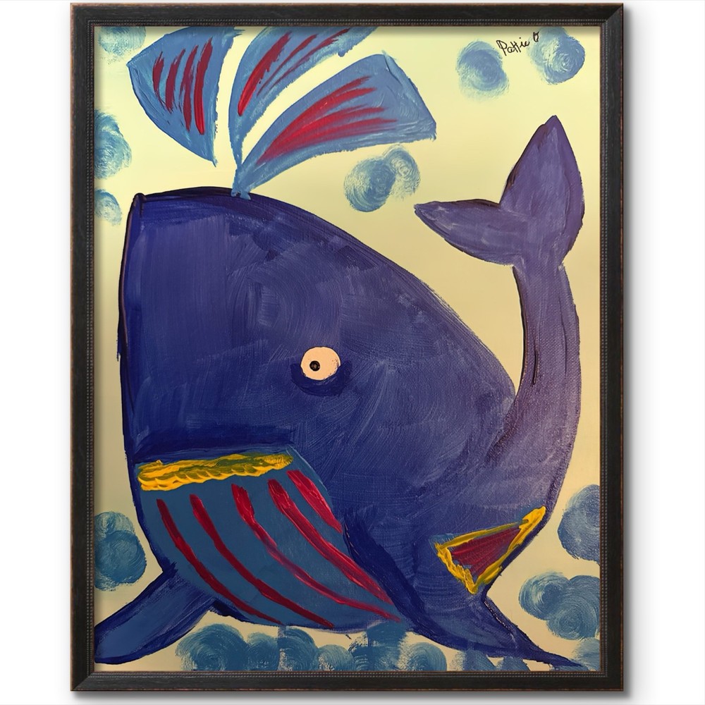 Having a Whale of a Time Original Acrylic 11×14 Whale Wall Art Signed Painting