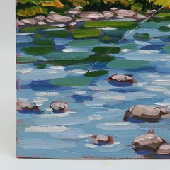 Fly Fishing Oil Painting Original River Mountain Landscape Art Impressionist Art