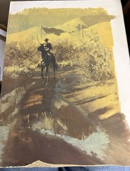 Original Painting Western Illustration Art Cowboy on Horse Desert 1970’s