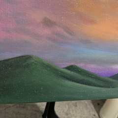8″ x 10″ Original Acrylic Painting Clouds Sky Art Canvas Panel Decor With Easel