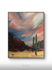 Desert Cactus Sunset Original Acrylic Painting 11×14 Signed Canvas Art