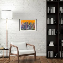 Orange Sky Lavender Original Colorful Floral Art Acrylic 16×12” Canvas Panel