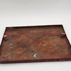 Red Gold Green White Shoe Painting On Copper Signed Linda