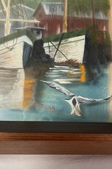 ORIGINAL SIGNED P. Rugg 3D Stereographic Oil Layered Glass Painting, Nautical