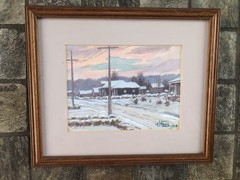 Anthony J. Faas 1846 -1932 Pennsylvania Winter Landscape Gouache 1914 Painting