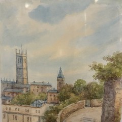 Vintage Watercolor Painting of Abbey Steps in Penzance by Thomas Herbert Victor