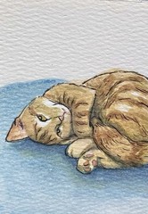 ACEO Original Mixed Media Painting Art Cat