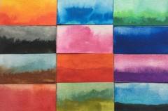 MINT GREEN SKY LANDSCAPE Miniature Watercolor Painting 1″x2″ Julia Garcia NEW