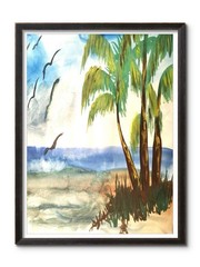 Abstract Palm Trees Modern Unique Paper Acrylic 14X11