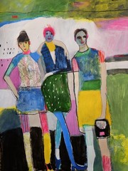 24×18 Original Painting OOAK Abstract Woman Figure Portrait Figurative Art