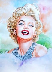 11,69 × 16,53″ Airborne Marilyn Monroe ~watercolor SIGNED/DATED