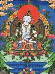 VAJRASATTVA ORIGINAL TIBETAN THANGKA PAINTING WITH HIGH QUALITY SILK BROCADE