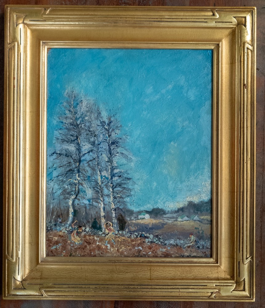 Antique American Impressionist Landscape Painting with Trees Ernest Meyer