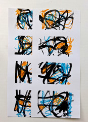 Original Colorful Abstract 16×11 Acrylic & Ink Painting on Paper Modern