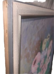 VTG ‘96 Still Life Flowers Ranunculus Roses Blue Vase Canvas Modern 18”x 25.75”