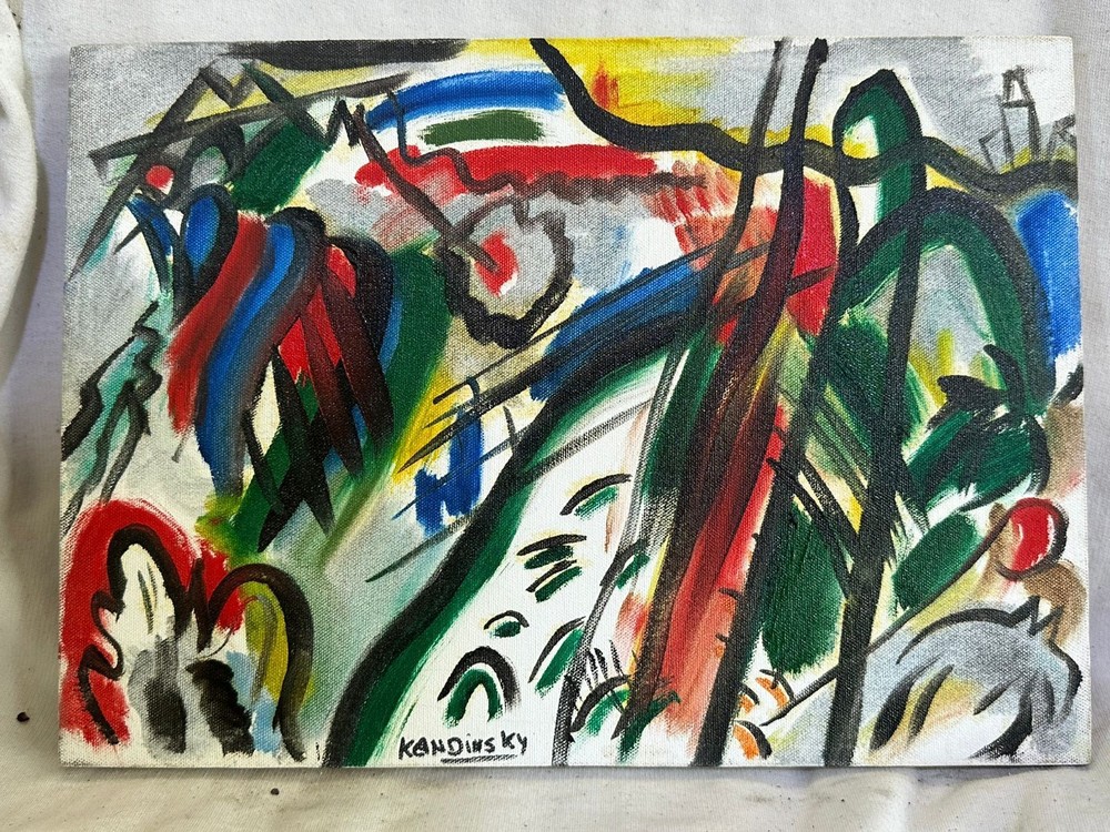 Wassily Kandinsky painting oil on canvas signed stamped vintage