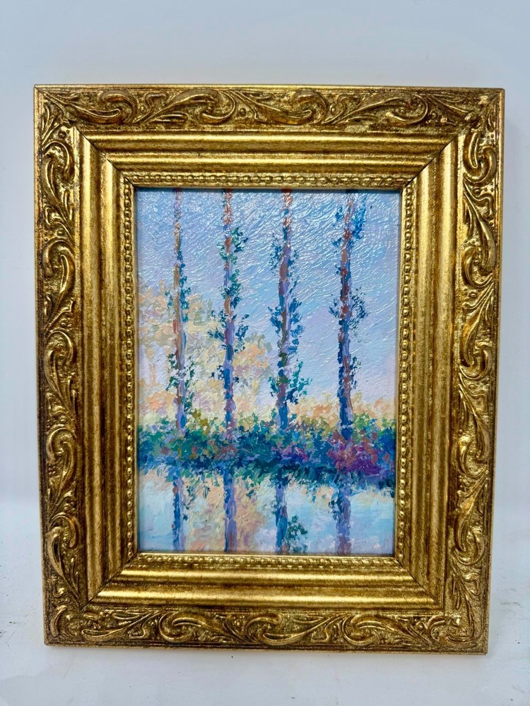 Framed Landscape Wall Art with Tree Reflections, 8×10