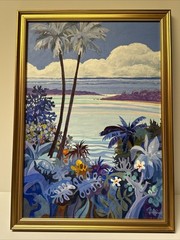 Gerald Brommer Painting Tropical Island Floral Flowers Beach Coast Listed Artist