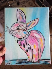 Glam Pink Bunny Rabbit 8×10 Canvas Original Art Abstract Cute Expressionism