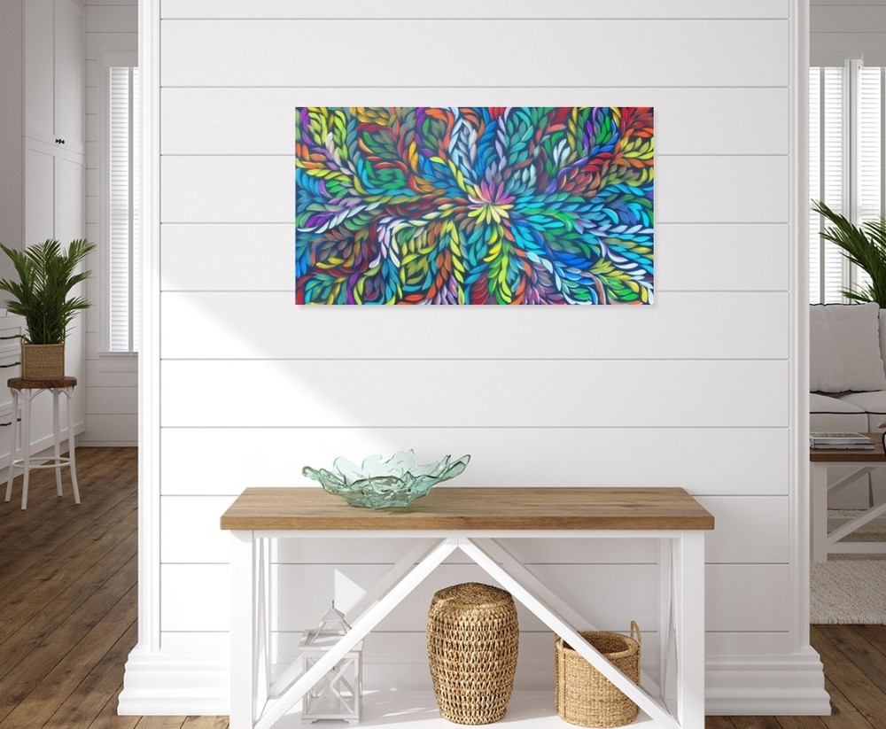 LOUISE NUMINA 100 x 60 cm Original Aboriginal Painting. Bush Medicine Leaves