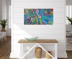 LOUISE NUMINA 100 x 60 cm Original Aboriginal Painting. Bush Medicine Leaves