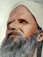 Vintage original Sol Schreibman Jewish Rabbi Man watercolor painting portrait