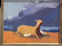 Arts & Crafts Plein Aire Impressionist Oil Painting Goats Mountain Landscape