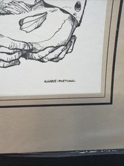 Print Sketch Algarve Portugal Fisherman Signed Julio Amaro P14