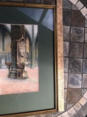 Antique Church Interior Painting Federigo Pedulli 1860-1940 Italy Basilica Tomb