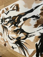 Original Abstract Horse Gallop Painting 14×11 canvas Modern Wall Art Home Decor