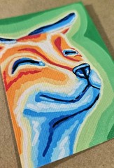 ACEO Cute Fox Head Mini Painting Original Acrylic Markers Artwork Signed Artwork