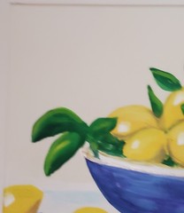 ORIGINAL ABSTRACT ARTWORK LEMON BOWL PAINTING ACRYLIC ON CANVAS 16X12 ooak