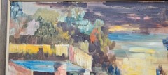No.: 555 oil painting artwork with frame painting oil painting forest lake people