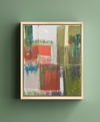 Abstract Oil Painting, Original Vertical Small Framed Artwork, Contemporary Art