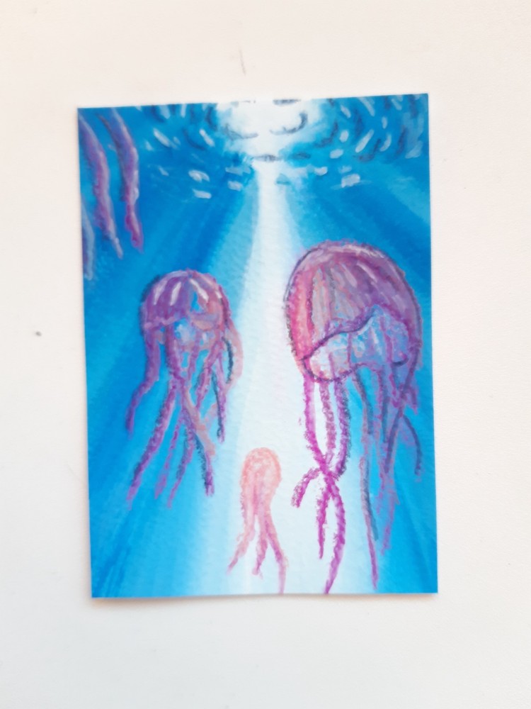 ACEO Original watercolor Painting sealife 172 by Soili Laakso